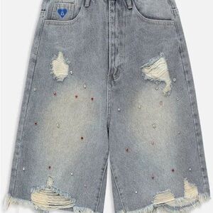 AELFRIC EDEN RHINESTONE APPLICATION JORTS size 32